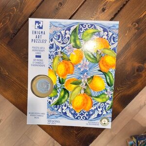 Enigma Art Puzzle with Orange and Blue Design